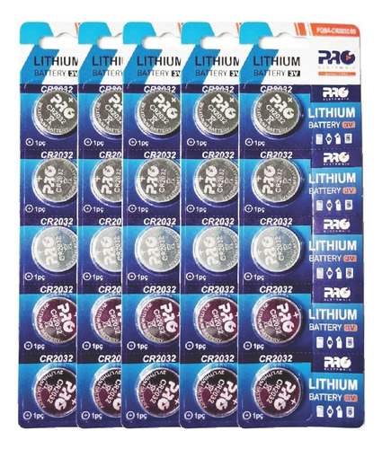 Batería de litio Cr2032, paquete de 5 con 5 (25 baterías)