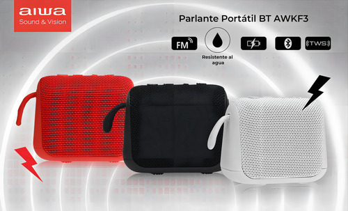Bocina Portatil Aiwa Impermeable Ipx6 Tws Radio Fm Aw-kf3 Rojo