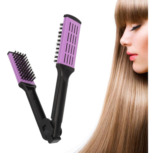 Cepillo Térmico Para Alisar El Cabello, Doble Peine, Cerdas