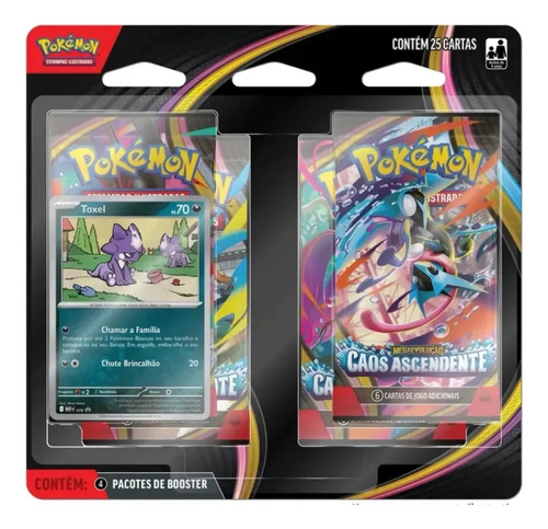 Cartas Pokémon Blister Quadruplo Jogo TCG Caos Ascendentes Toxel 25 Cards Copag