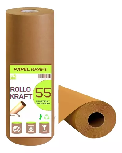 Rollo Papel Kraft Embalaje -envoltura 30cm X 55 Metros Largo