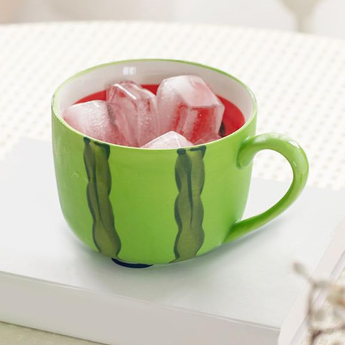 Taza De Sandía Con Cuchara - Forma De Fruta De Cerámica