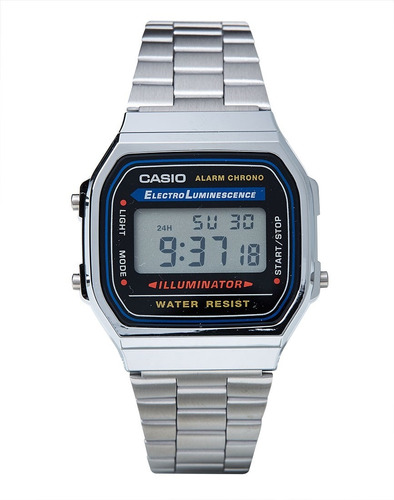 Reloj Casio Unisex A-168wa-1w Plateado 100% Original