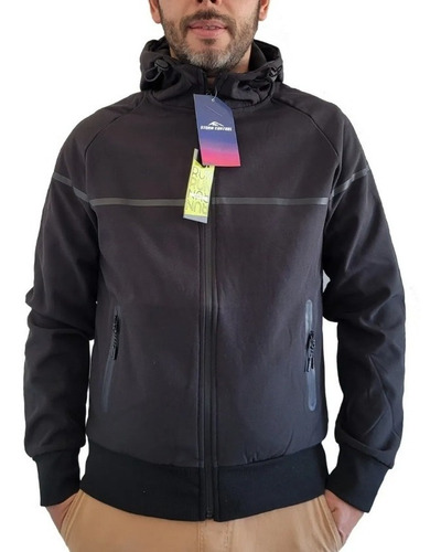 Campera Softshell Hombre Impermeable Capucha  Micropolar 