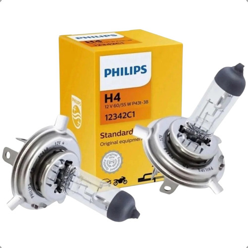 Par Lâmpadas Farol Baixo E Alto H4 Original Philips 12v