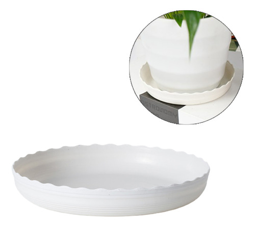 Platillo Para Plantas De Plástico Con Borde Ondulado Blanco,