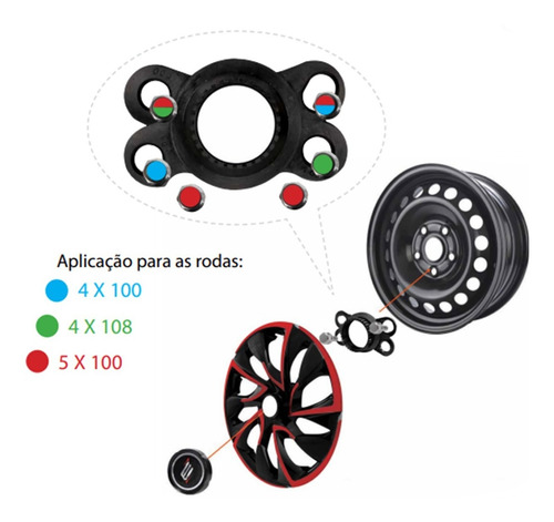 Imagem 4 de 4 de Jogo 4 Carlotas Velox Aro 14 Preta Vw Gol