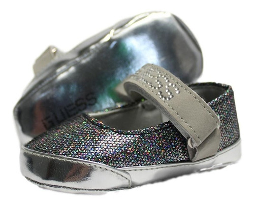 Flats Guess Para Bebé Color Glitter Plata Con Ajuste