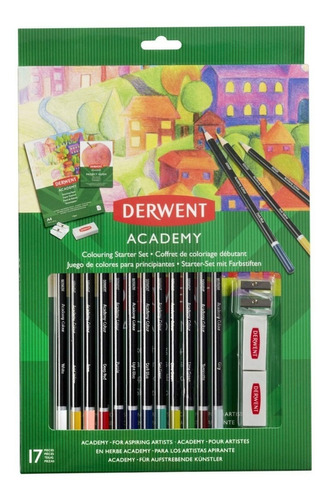 Set Inicio 12 Colores + Block Dibujo + Borradores Derwent