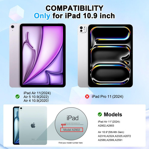 Funda Para Ipad Air 11 Pulgadas M2 2024 De Cuero Premium Mariposa