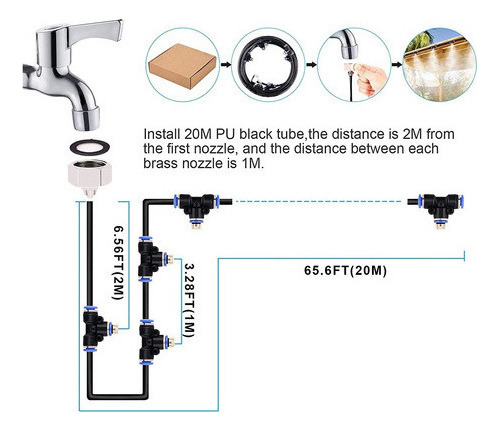 Sistema De Enfriamiento De 6m Patio Nebulizacion Exterior
