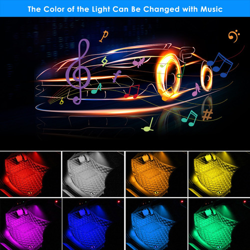 Carro Interior Led Rgb Luz 4 Tira 48leds Carro Atmosfera Lam