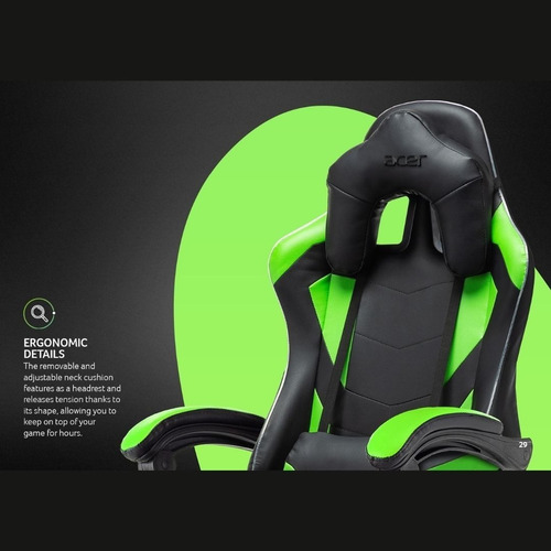 Imagen 3 de 10 de Silla Gamer Acer Sporty Reclinable Giratoria Ergonómica