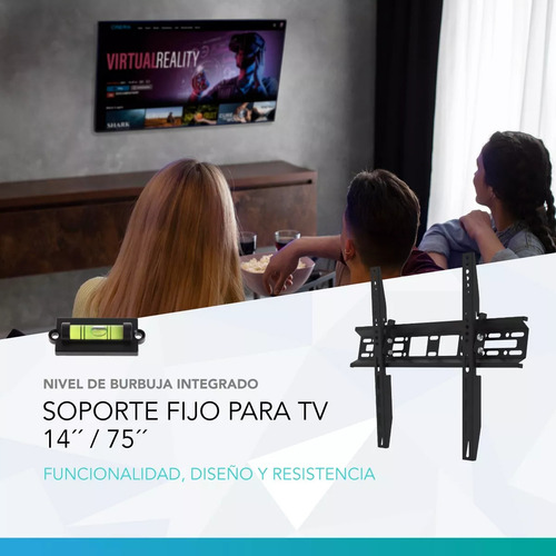 Soporte Pared Para Tv Tele Smartv Monitor Hasta 75 Pulgadas Negro