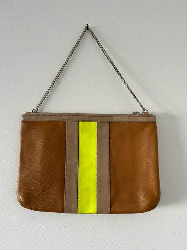 Sobre - Jackie Smith - Cuero Beige Y Amarillo Fluo Beige Níquel (Usado)