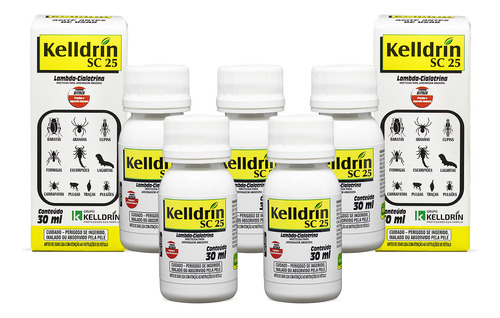 Kit 5 Unidades Sc25 30ml Inseticida Concentrado Kelldrin