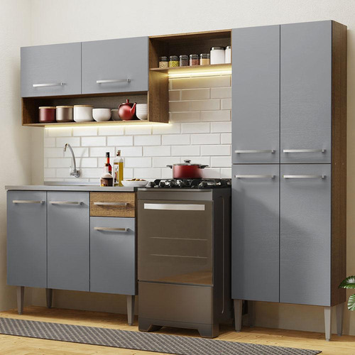 Cocina integral madesa emilly 2.29m con mesón de acero