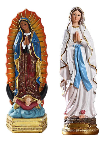 2 Juegos De Resina Católica Madonna Virgen María Estatua