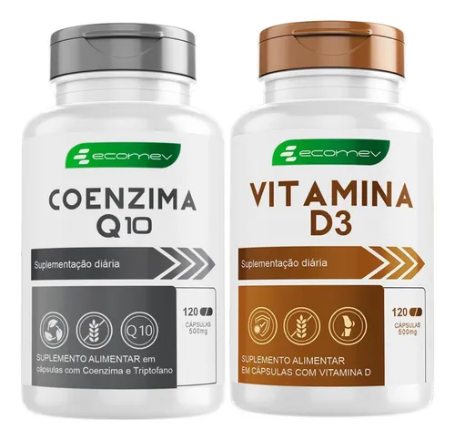 comprar Kit Coenzima Q10 Ubiquinol + Vit. D3 2.000ui 240cps Ecomev Sabor Sem Sabor