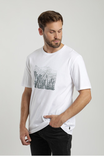 Polera Manga Corta Hombre Bosque Blanco Froens