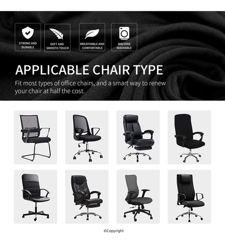 Funda Elástica Impermeable Para Silla De Oficina Negra