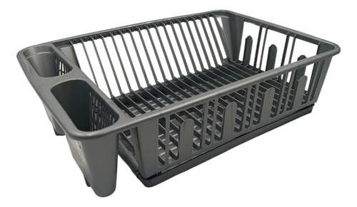 Escurridor De Platos Plástico Apilable Charola Desmontable Gris
