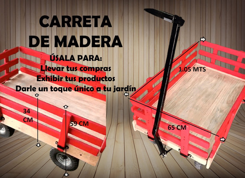 Carro Carreta De Madera Y Metal