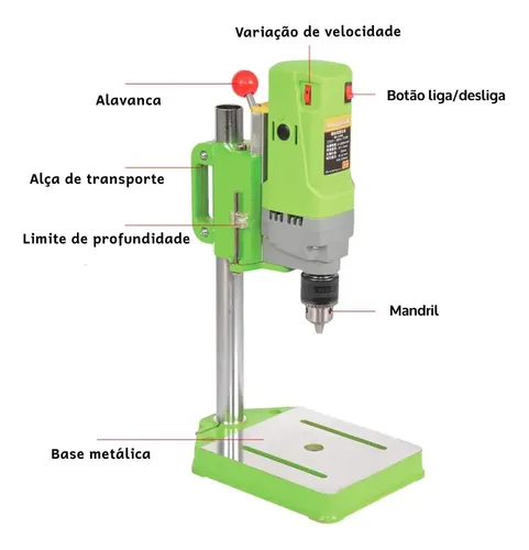 Mini Furadeira Bancada 710w 220v 13mm E Regulagem Velocidade