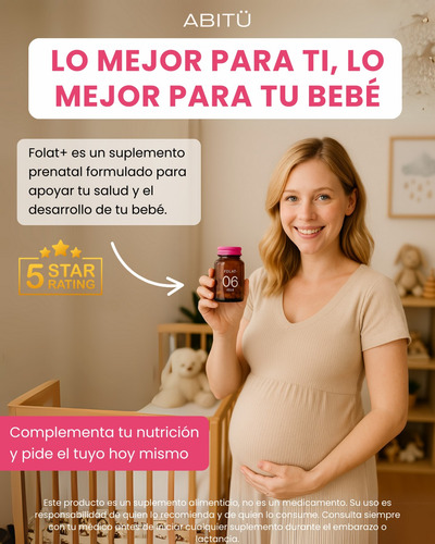 Prenatal Folato Quatrefolic + Colina, 30 Cápsulas, Sin Sabor