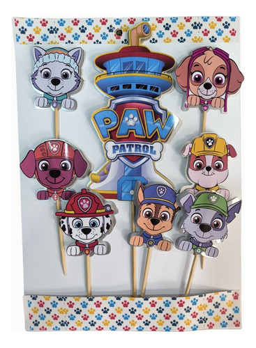 Pack 8 Topper Para Torta De Cumpleaños Paw Patrol