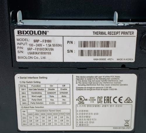 Impresora Térmica Ticket Bixolon F312 80mm Rj45, Usb, Rj11 Negro (Reacondicionado)