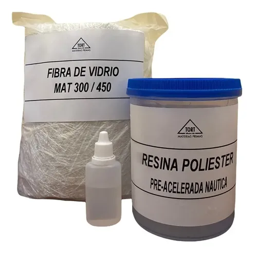 comprar Kit 1\u002F2kg Resina Cristal Nautica, 1\u002F2m2 Fibra Y Catalizador 