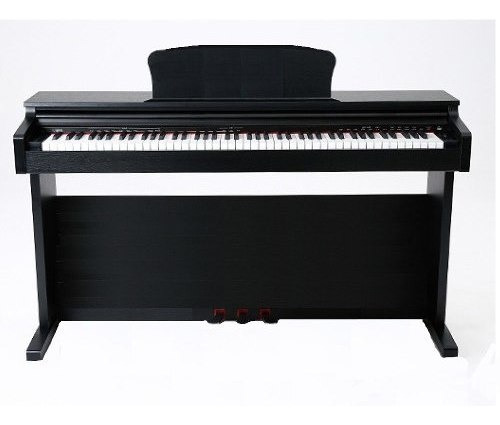Imagen 1 de 10 de Piano Eléctrico Parquer 88 Teclas Peso Martillo Mueble Negro