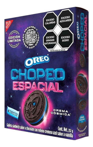 Galletas Oreo Chopeo Espacial Vainilla 4 Cajas De 252g C/u 