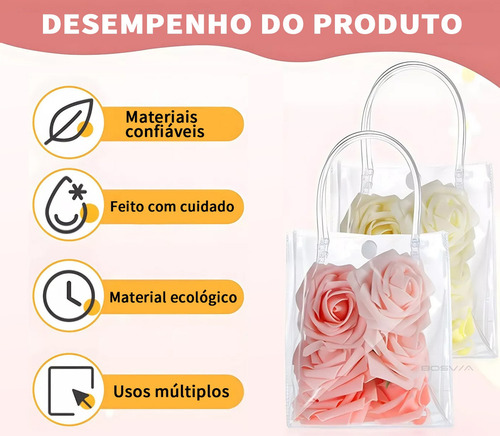 20 Sacolas De Presente Com Alça Transparente Fiestas34x24x12