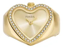 Comprar Reloj Mujer Fossil Es5407 Reloj De Anillo Correa Dorado Bisel Dorado Fondo Dorado