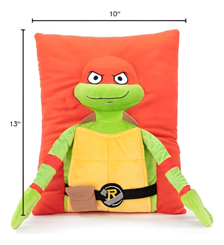 Almohada C/peluche En 3d P/abrazar,raphael De Las Tortugas