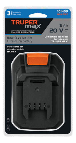 Batería Ion Litio 20v, 2ah. Truper Max. 101409