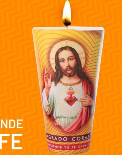 Caja De 40 Veladoras Cono Con Imagen , 100% Parafina