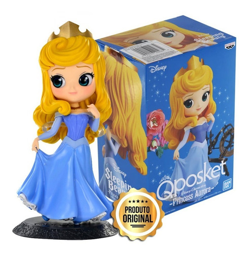 Boneca Q Posket Aurora Vestido Azul | Disney | Banpresto
