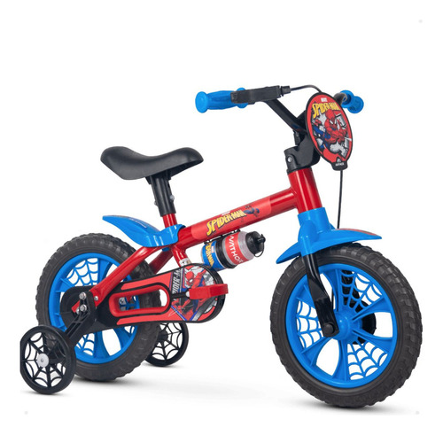 Bicicleta C/garrafinha Masculina Idade 2 A 5 Anos Spider-man Cor Vermelho/azul