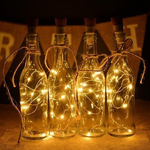 Kingleder Botella De Vino Usb Recargable Led Corcho Luz Cade