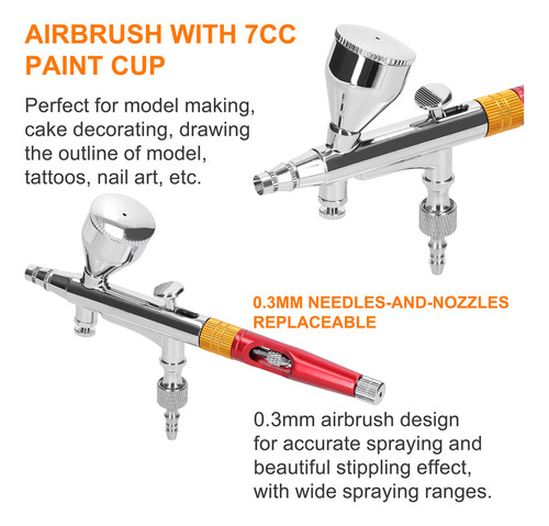 Kit Compressor Aerógrafo Profissional Multiuso De 0,3 Mm De