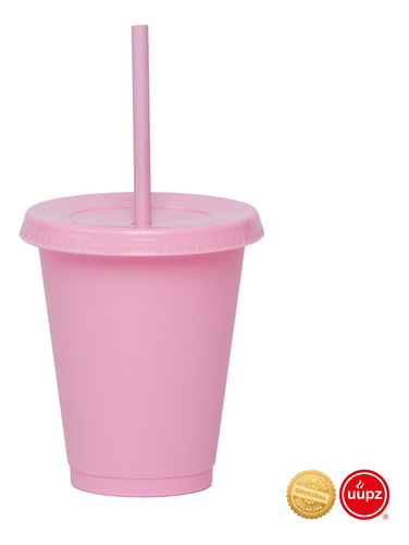70 Vasos Reusables Con Popote Para Bebida Fría Mini 16 Oz Color Rosa pastel