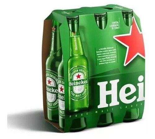 Pack Cerveza Heineken Long Neck Botella 330ml - 6 Unidades