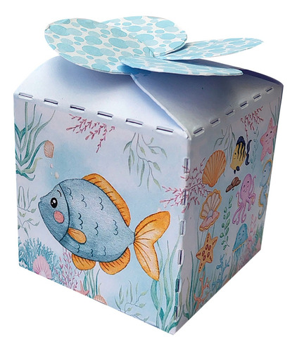 50 Caixinhas Tema Fundo Do Mar Sem Personalização