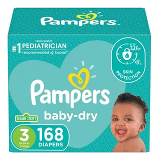 Pampers Baby Dry - Pañales Etapa 3, 168 Piezas. Recomendado