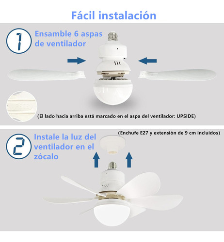 Foco Con Ventilador 40w Lampara Ventilador 52cm Lámpara