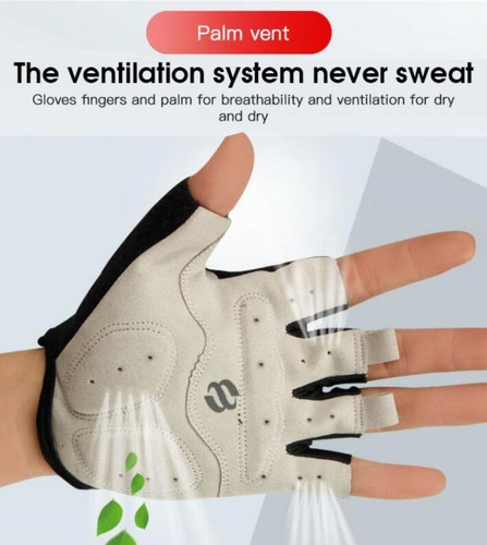 Imagen 4 de 9 de Guantes Ciclismo Gel Dedo Corto Negro Gym Gimnasio Mtb