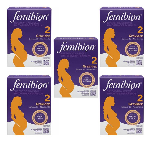 5 Cx Femibion Fase 2 De 28 Comprimidos E 28 Cápsulas Cada